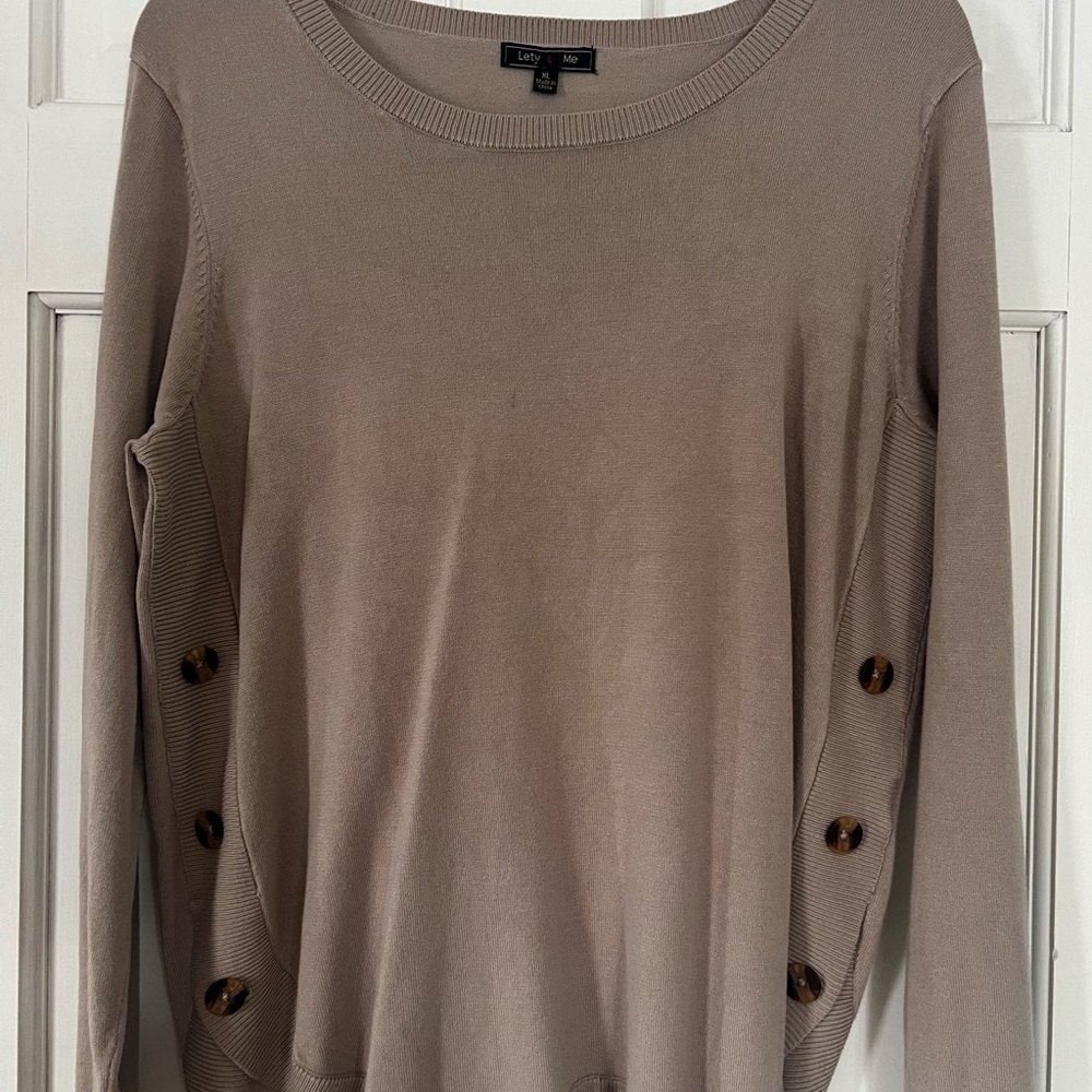 Taupe Sweater with Button Details